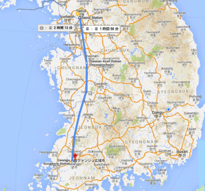 ソウル駅-光州-電車